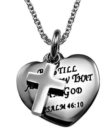 Women's Be Still And Know Sweetheart Cross Necklace