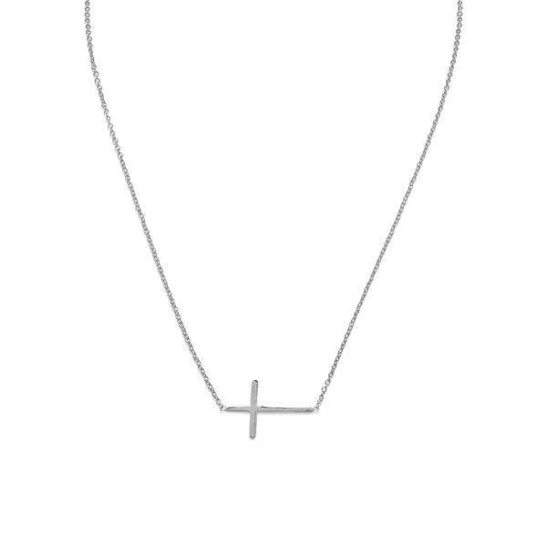 Women's Sterling Silver Sideways Cross Necklace